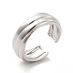 304 Stainless Steel Grooved Open Cuff Ring for Women RJEW-F131-14P-1