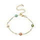 Bracelet chaîne à maillons fleur en laiton avec perles de rocaille pour femme BJEW-JB09297-1