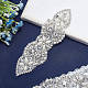 ガラスホットフィックスラインストーンアップリケ  パッチにアイロン  模造真珠と合金のセッティングで  ウェディングドレス用  ブライダルサッシュ  クリスタルベルトデコレーション  銀色のメッキ  140x40x7mm DIY-WH0321-51-5