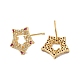 Cubic Zirconia Hollow Star Stud Earrings KK-O142-48G-2