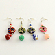 Trendy Cloisonne Donut Dangle Earrings with Spray Painted Glass Beads and Iron Earring Hooks EJEW-R089-01-1