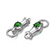 Brass Clear & Green Cubic Zirconia Connector Charms KK-N216-356P-3