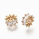 Brass Micro Pave Clear Cubic Zirconia Beads KK-T063-57G-NF-2