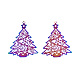 201ステンレス鋼ビッグサイズペンダント  エッチングされた金属装飾  クリスマスツリー  虹色  53x39x0.3mm  穴：2mm STAS-N102-11M-1