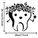 Mayjoydiy 歯のステンシル 歯の花の王冠ステンシル 歯の妖精 再利用可能なテンプレート 11.8×11.8 インチ、壁に塗るための家具工芸品、DIY 装飾フォトアルバム DIY-WH0402-007-3