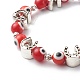 Handmade Evil Eye Lampwork Round Beads Stretch Bracelets BJEW-JB06580-6