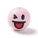シリコンビーズ  おしゃぶりのための赤ちゃんの咀嚼ビーズ  笑顔でラウンド  ピンク  15.5mm  穴：2mm DIY-B051-01A-1