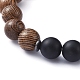 Bracelets extensibles en perles de bois naturel BJEW-JB05231-4