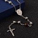 Crucifix Cross 304 Stainless Steel Rosary Bead Necklaces NJEW-O096-33C-2