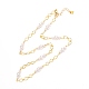 女の子の女性のための手作りのccbプラスチック模造真珠ビーズネックレス  真鍮のチェーン付き  ゴールドカラー  17.32インチ（44cm） NJEW-JN03656-1