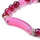 Natürliche Achat Perlen Charme Armbänder BJEW-K164-C04-3