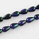 Teardrop Spray Painted Glass Beads Strands DGLA-R042-19-1