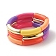 Acrylic Tube Beaded Stretch Bracelets Set BJEW-JB07775-1