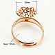 Componentes del anillo de filigrana de bronce ajustable KK-G116-RG-2