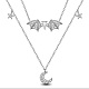 SHEGRACE Rhodium Plated 925 Sterling Silver Double Layer Necklaces JN1000A-1