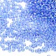 （詰め替えサービスあり）丸いガラスシードビーズ  透明色の虹  ラウンド  コーンフラワーブルー  12/0  2mm  約12 G /袋 SEED-C016-2mm-166-1