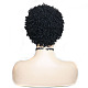 女性のためのアフロの短い巻き毛のかつら  前髪付き合成かつら  耐熱高温繊維  ブラック  11インチ（28cm） OHAR-E017-02-4