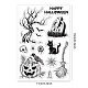 GLOBLELAND Halloween Clear Stamps Crow Broom Tombstone Pumpkin Silicone Clear Stamp Seals for Cards Making DIY Scrapbooking Photo Journal Album Decoration DIY-WH0167-56-914-6