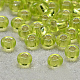 8/0グレードの丸いガラスシードビーズ  銀並ぶ  緑黄  8/0  3x2mm  穴：1mm  約10000個/ポンド SEED-Q007-3mm-F48-1