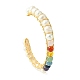 Natural Pearl Bead & Mixed Gemstone Beads Cuff Bangles for Women Girl Gift BJEW-JB06826-03-3