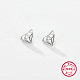 Pendientes de tuerca de plata de ley chapados en rodio con forma de diamante para mujer CC0572-1-1