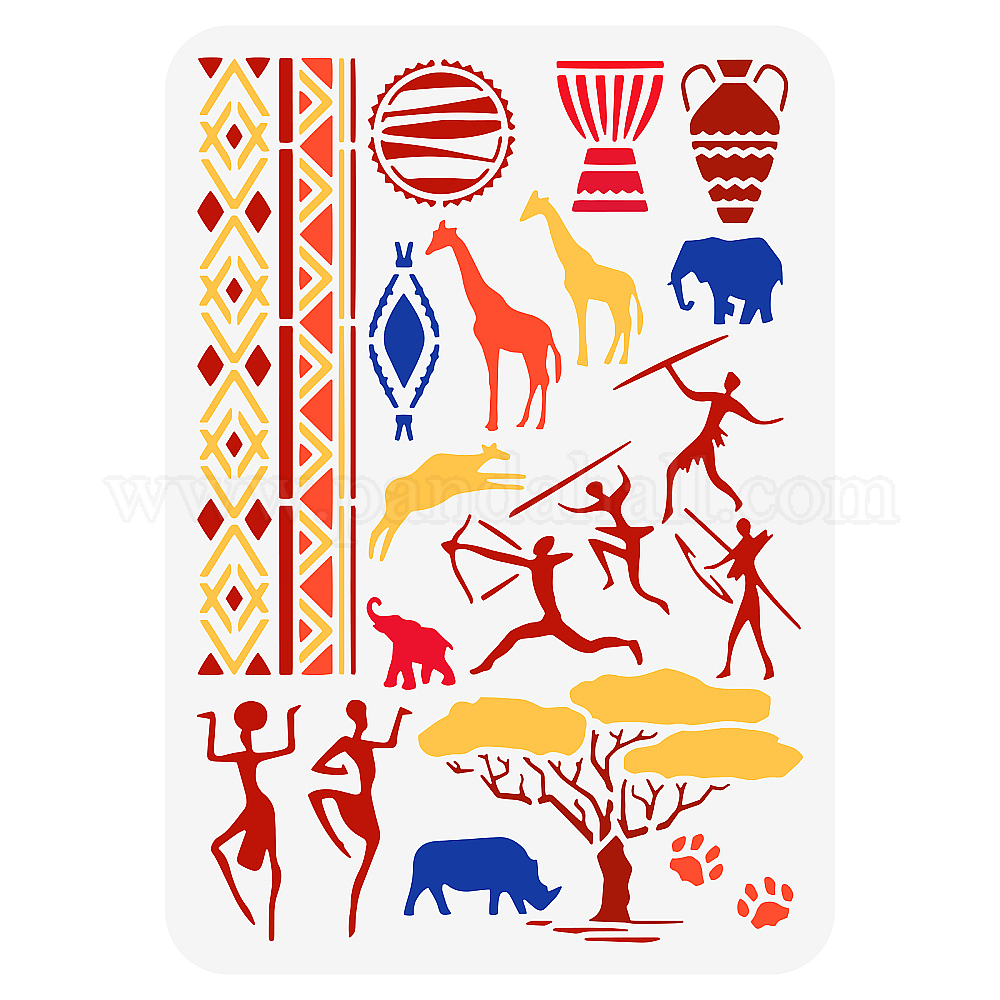 Wholesale FINGERINSPIRE African Tribal Stencil 11.7x8.3 inch Aztec ...