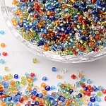 12/0 perles de rocaille en verre, trou rond argenté, ronde, couleur mixte, 2mm, Trou: 1mm, environ 30000 perles / livre