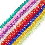 Chapelets de perles en verre craquelé, ronde, couleur mixte, 6mm, Trou: 1.3~1.6 mm, Environ 133 pcs/chapelet, 31.4 pouce