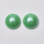 Acrylic Cabochons, Imitated Pearl, Flat Round, Green, 8x3mm
