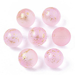 Transparente sprühlackierte Milchglasperlen, mit goldener Folie, kein Loch / ungekratzt, Runde, Perle rosa, 10 mm