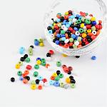 6/0 couleurs opaques perles de graines de verre rond, couleur mixte, taille: environ 4mm de diamètre, Trou: 1.5 mm, environ 495 pcs/50 g