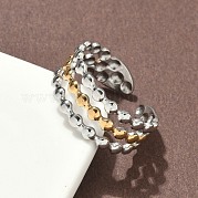 Двухцветные манжетные кольца из нержавеющей стали 304 RJEW-S635-01GP-F