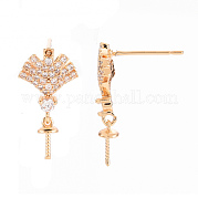 Brass Micro Pave Clear Cubic Zirconia Earring Findings KK-T062-209G-NF