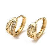 Серьги-кольца из латуни с микропаве из кубического циркония EJEW-L271-17KCG-01