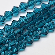 Подражать австрийский хрусталь двойной конус стеклянные бусы нити GLAA-F029-5x5mm-01