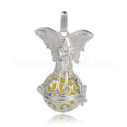Silver Color Plated Brass Hollow Round Cage Pendants KK-J250-15S