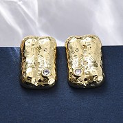 Прямоугольные серьги-гвоздики из латуни с микропаве и цирконием EJEW-R025-21G