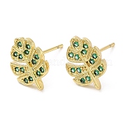 Серьги-гвоздики из латуни с фианитами EJEW-D061-05G