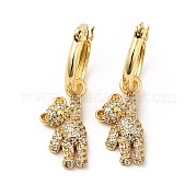 Серьги-кольца с медведем из кубического циркония EJEW-F288-10B-G