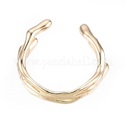 Brass Wave Open Cuff Ring for Women RJEW-T001-94G