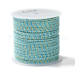 Cordón de polialgodón de 4 cabo con hilo metálico, cuerda de algodón macramé hecha a mano, para colgar en la pared de cuerda, turquesa pálido, 1.5mm, alrededor de 21.8 yarda (20 m) / rollo