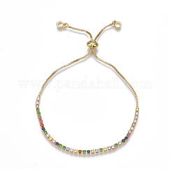 Braccialetti regolabili in ottone con zirconi cubici (colore misto casuale), braccialetti di bolo, oro, 9-1/2 pollice (24 cm)