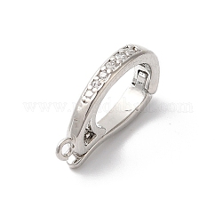 Ganci pendenti accorciatori potenziatori in ottone con micro pavé di zirconi trasparenti, balle incernierate, cadmio & nichel &piombo libero, con il ciclo, platino, 17x10x2.5mm, Foro: 1.2 mm