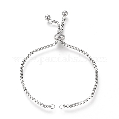 Fabricación de pulseras deslizantes/bolo de acero inoxidable 304 ajustables y resistentes al deslustre, con cadenas de la caja, color acero inoxidable, 10-1/8 pulgada (25.6 cm), 2.5mm