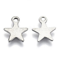 変色しない201ステンレススチールペンダント  レーザー切断  空白タグのスタンプ  スター  ステンレス鋼色  10.5x9x0.7mm  穴：1.4mm&nbsp;STAS-R116-050A