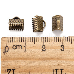 アイアン製カシメリボン止めエンドパーツ  アンティークブロンズ  8x8mm  穴：2mm&nbsp;E004Y-AB