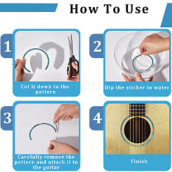 Водонепроницаемый ПВХ цветочный узор классическая гитара резонаторное отверстие кольцо рот колесо наклейка DIY-WH20058-13B
