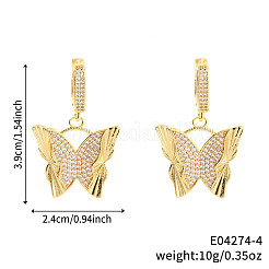 Модные серьги-кольца с бабочками из латуни с прозрачным кубическим цирконием&nbsp;SZ8997-2