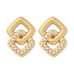 Серьги-гвоздики из нержавеющей стали 304 из АБС-пластика с жемчугом для женщин EJEW-U046-10G