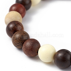 Braccialetto mala con perline in legno bodhi per donna&nbsp;BJEW-H566-09